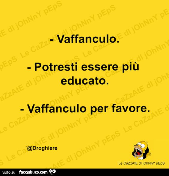 Vaffanculo. Potresti essere più educato. Vaffanculo per favore