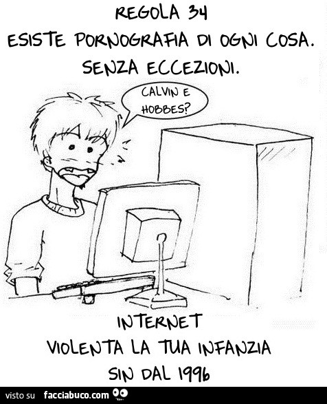 Regola 34. Esiste pornografia di ogni cosa senza eccezioni. Internet violenta la tua infanzia sin dal 1996