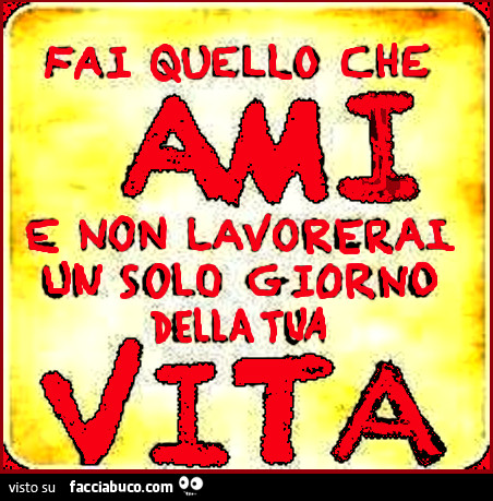Fai quello che ami e non lavorerai un solo giorno della tua vita