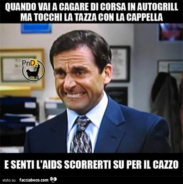 Quando vai a cagare di corsa in autogrill ma tocchi la tazza con la cappella e senti l'aids scorrerti su per il cazzo