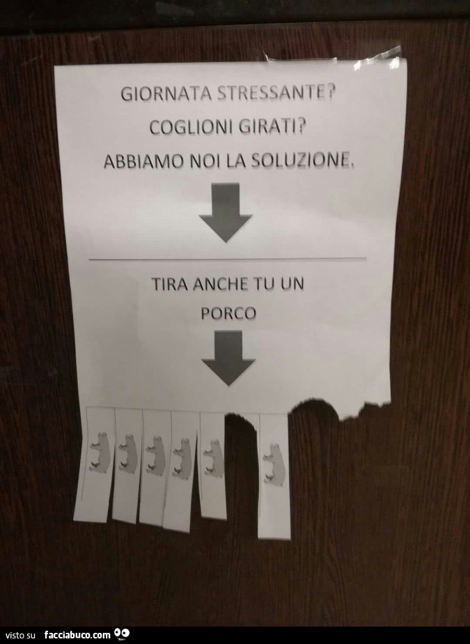 Giornata stressante? Coglioni girati? Abbiamo noi la soluzione, tira anche tu un porco