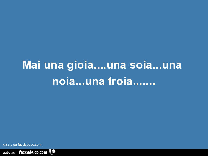 Mai una gioia&hellip; una soia&hellip; una noia&hellip; una troia