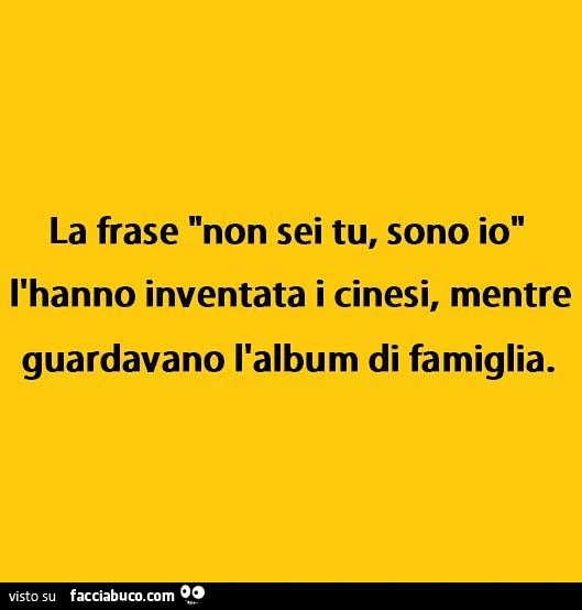 La frase "non sei tu, sono io" l'hanno inventata i cinesi, mentre guardavano l'album di famiglia