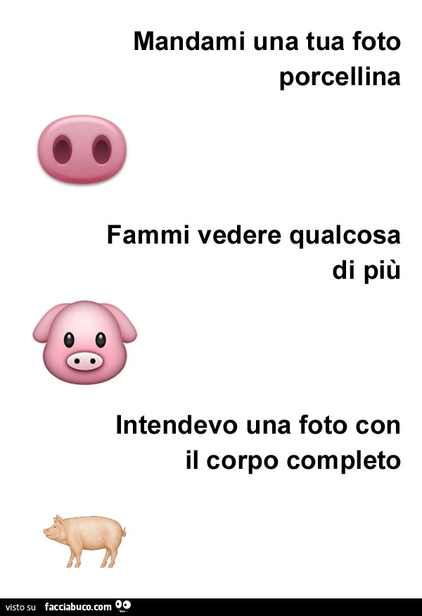 Mandami una tua foto porcellina&hellip; fammi vedere qualcosa di più. Intendevo una foto con il corpo completo