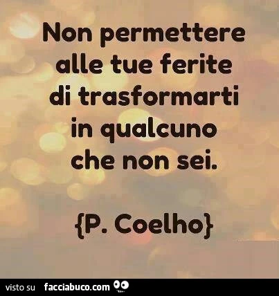 Non permettere alle tue ferite di trasformarti in qualcuno che non sei. P. Coelho