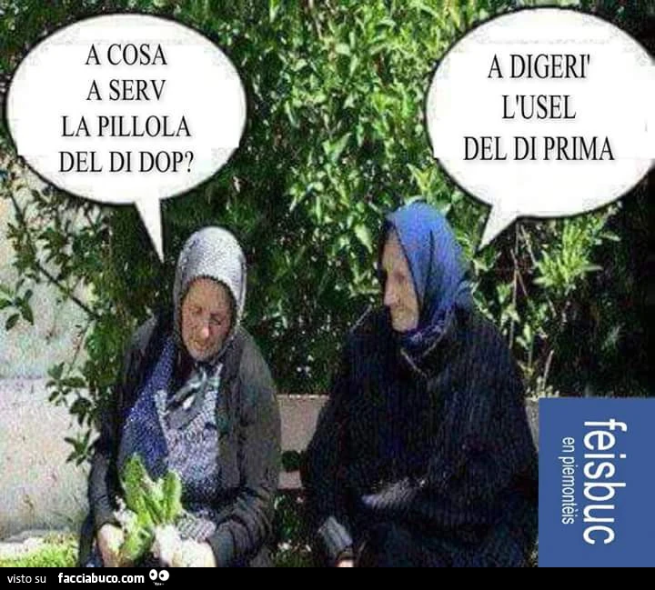 A cosa a serv la pillola del di dop? A digerì l'usel del di prima