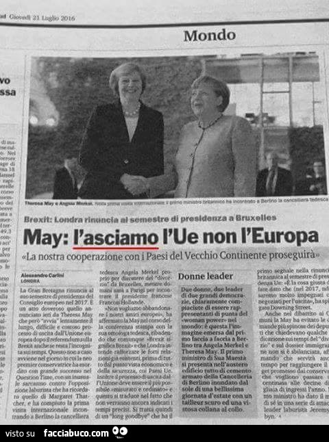 May: l'asciamo l'UE non l'Europa