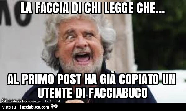 La faccia di chi legge che&hellip; al primo post ha già copiato un utente di facciabuco