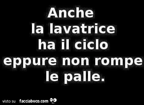 Anche la lavatrice ha il ciclo, eppure non rompe le palle