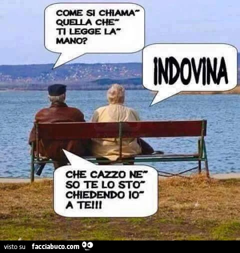 Come si chiama quella che ti legge la mano? Indovina. Che cazzo ne so, te lo sto chiedendo a te