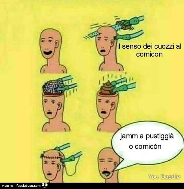 Il sesno dei cuozzi al comicon. Jamm a pustiggià o comicon