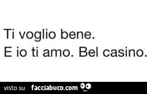 Ti voglio bene. E io ti amo. Bel casino