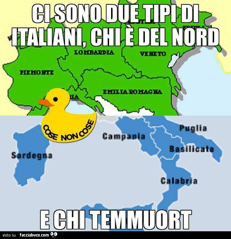 Ci sono due tipi di Italiani, chi è del nord e chi temmuort