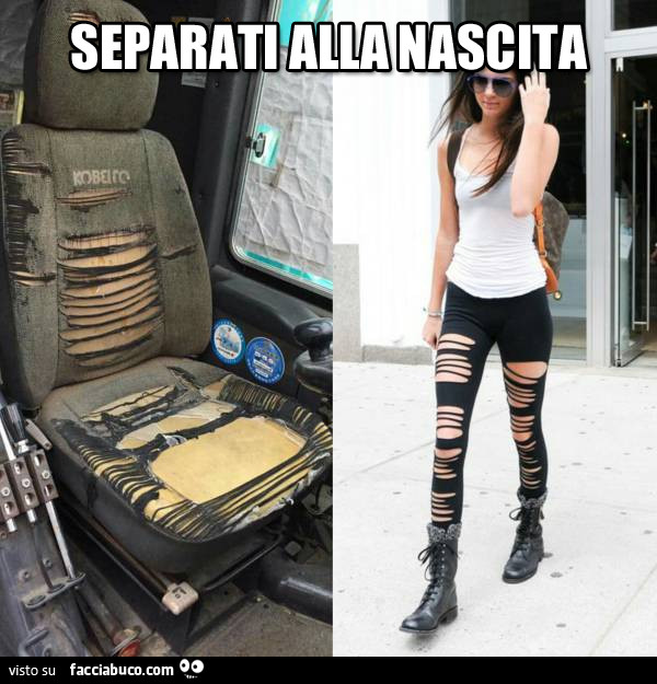 Vecchio sedile. Collant strappati della ragazza. Separati alla nascita