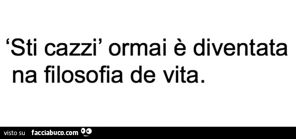 Sti cazzì ormai è diventata na filosofia de vita