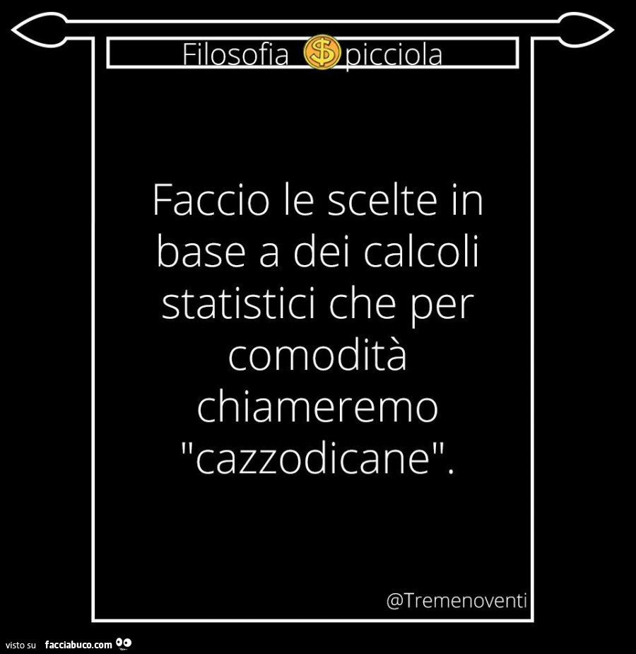 Faccio le scelte in base a dei calcoli statistici che per comodità chiameremo cazzodicane